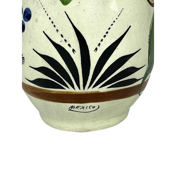Mexican Folk Art Pottery Hand-Painted Thin Tall Vase Pitcher Floral 11-1/2" - Picture 7 of 8